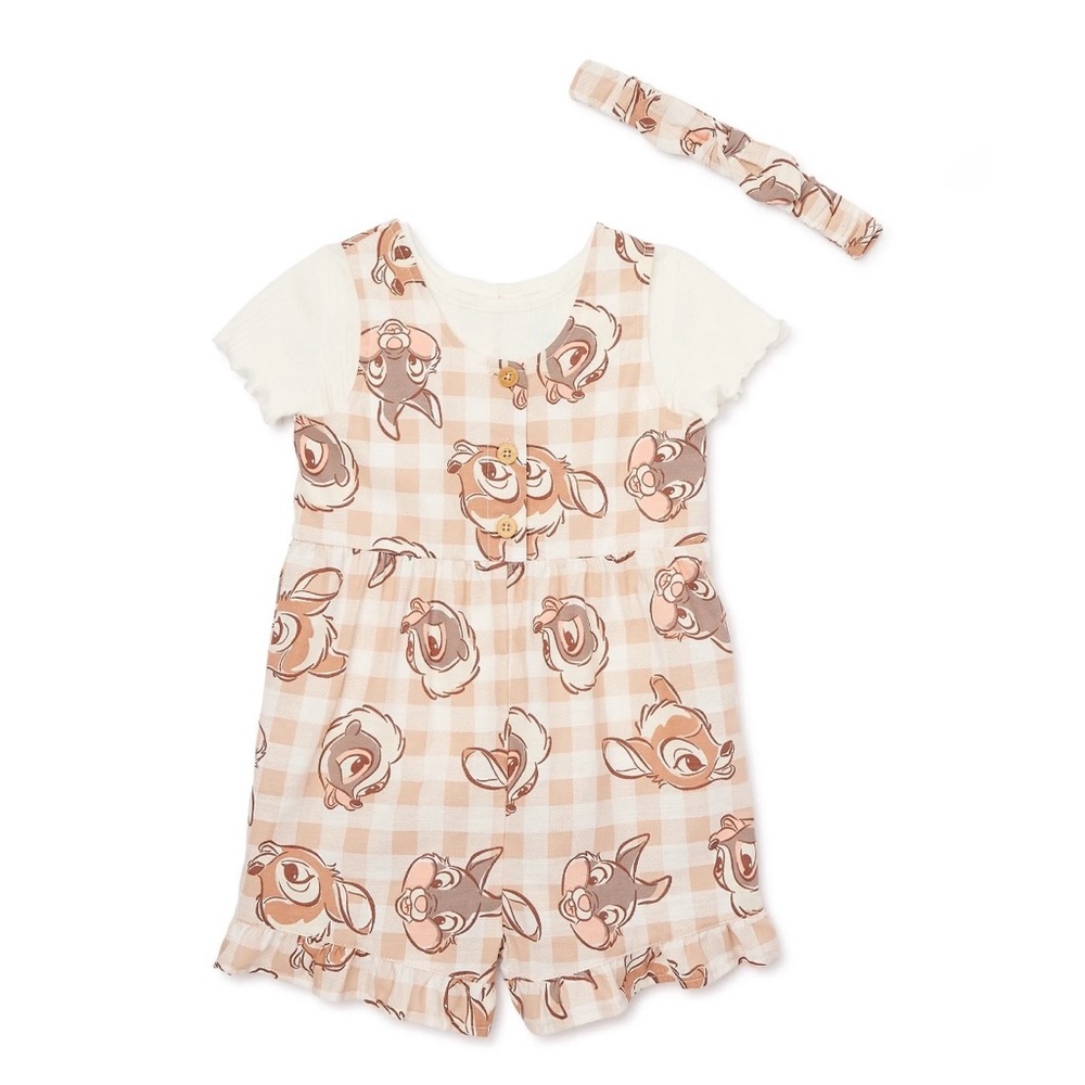 Bambi Baby Girl Shortall Outfit Set 0-3M